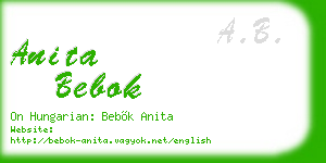 anita bebok business card