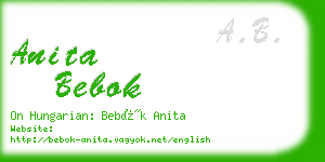 anita bebok business card